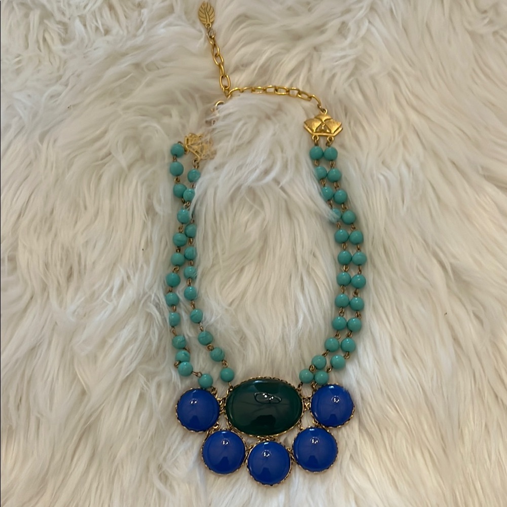 David Aubrey for Anthropologie Blue and Green Beaded Necklace
